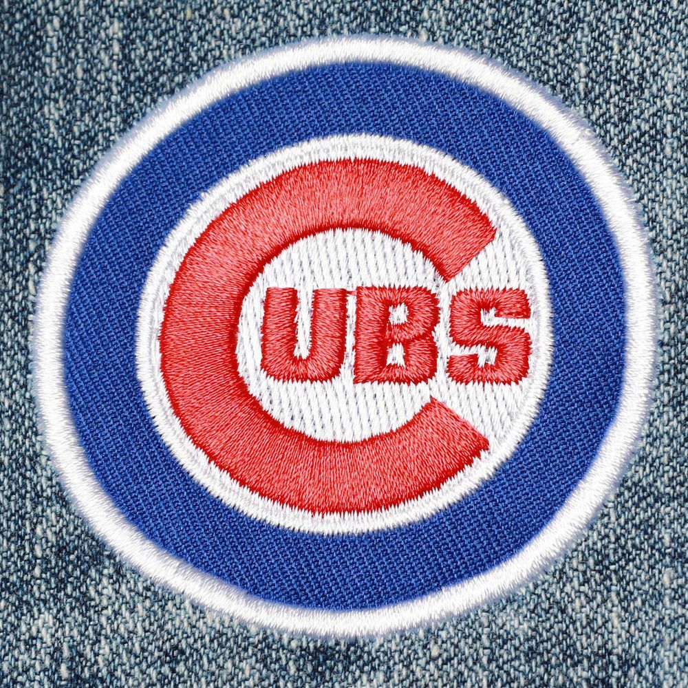 Women's The Wild Collective Chicago Cubs Team Patch Denim Button-Up Jacket