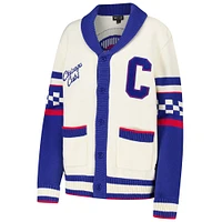 Women's The Wild Collective Cream Chicago Cubs Jacquard Full-Button Sweater