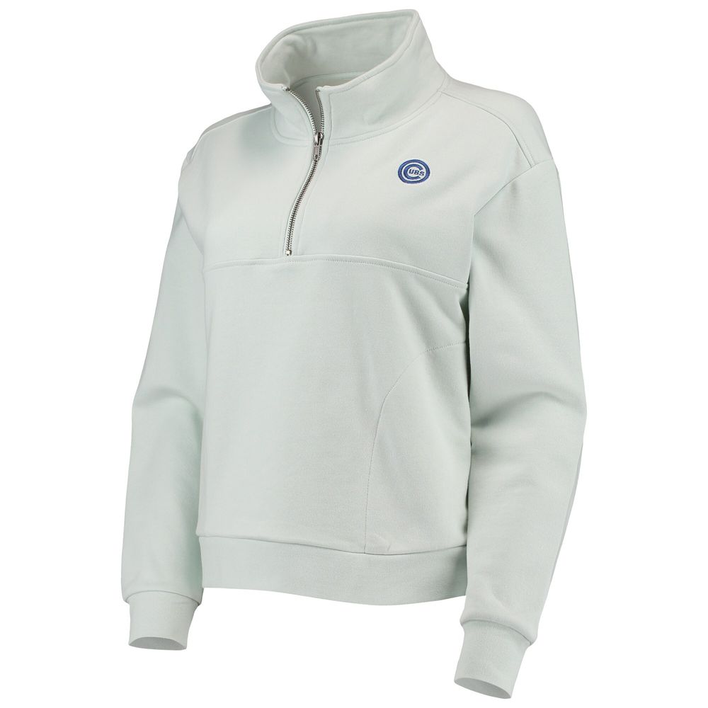 Women's The Wild Collective Light Blue Chicago Cubs Two-Hit Quarter-Zip Pullover Top