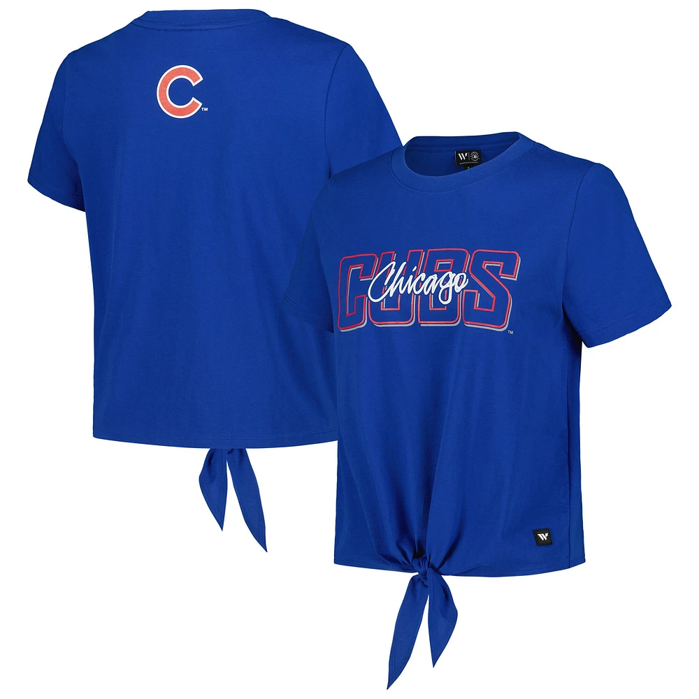 T-shirt torsadé sur le devant des Royal Chicago Cubs de The Wild Collective pour femmes