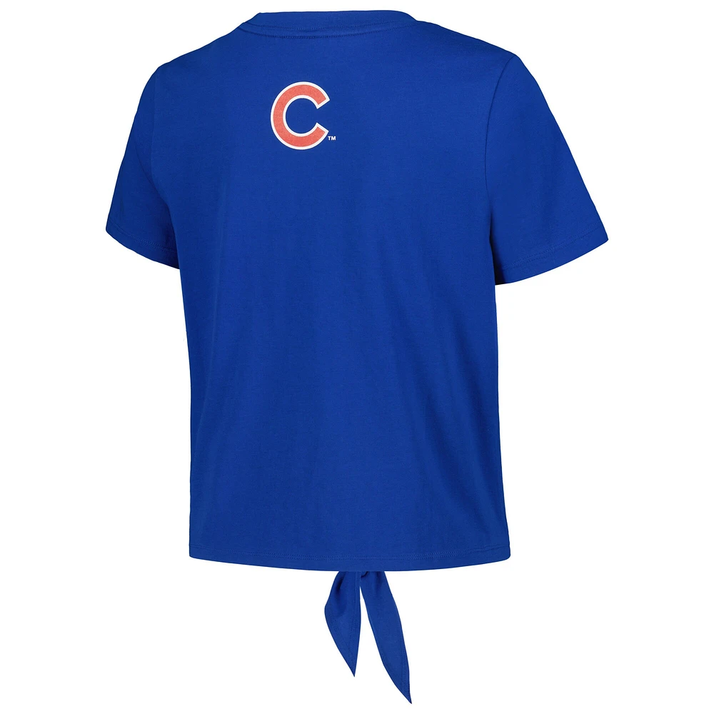 T-shirt torsadé sur le devant des Royal Chicago Cubs de The Wild Collective pour femmes