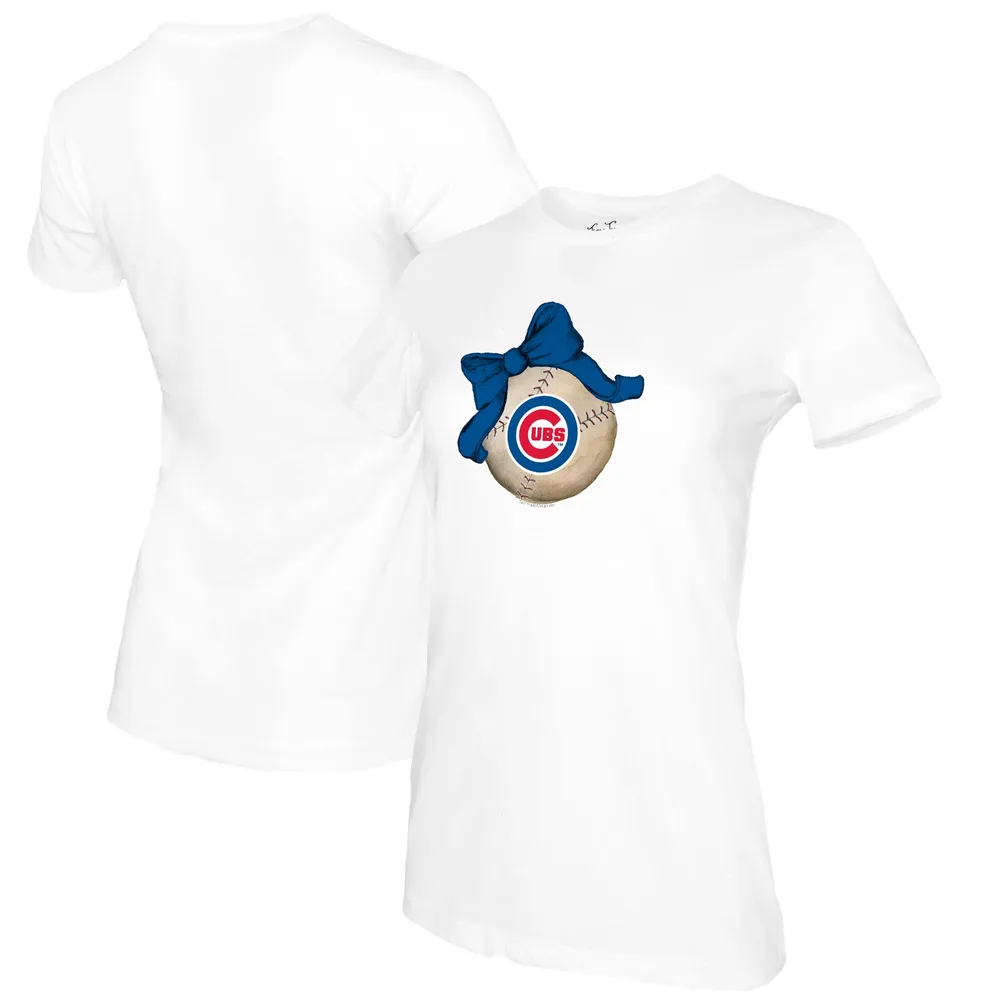 Women's Tiny Turnip White Chicago Cubs Baseball Flag T-Shirt Size: Medium