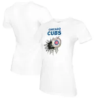 Chicago Cubs Tiny Turnip Women's Baseball Flag T-Shirt - Royal