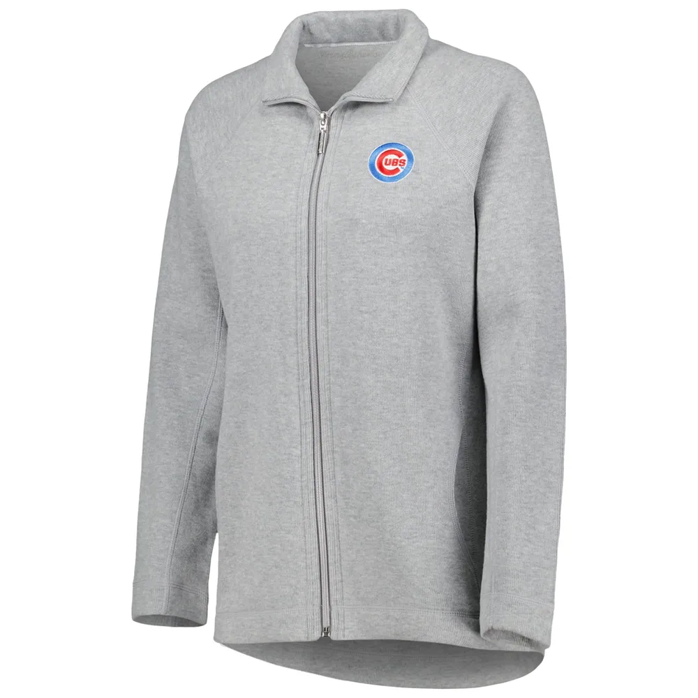 Tommy Bahama Heather Grey Chicago Cubs Aruba Raglan Veste entièrement zippée pour femme