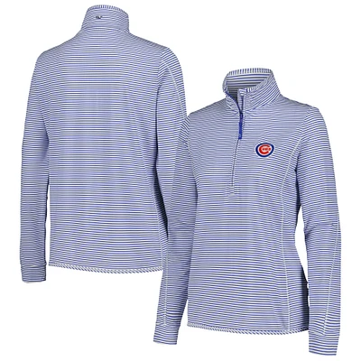 Haut à demi-zip microstripes Sankaty des Chicago Cubs Vineyard Vines pour femmes, bleu royal/blanc