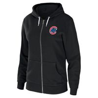 Women's WEAR by Erin Andrews Black Chicago Cubs Sponge Fleece Full-Zip Hoodie