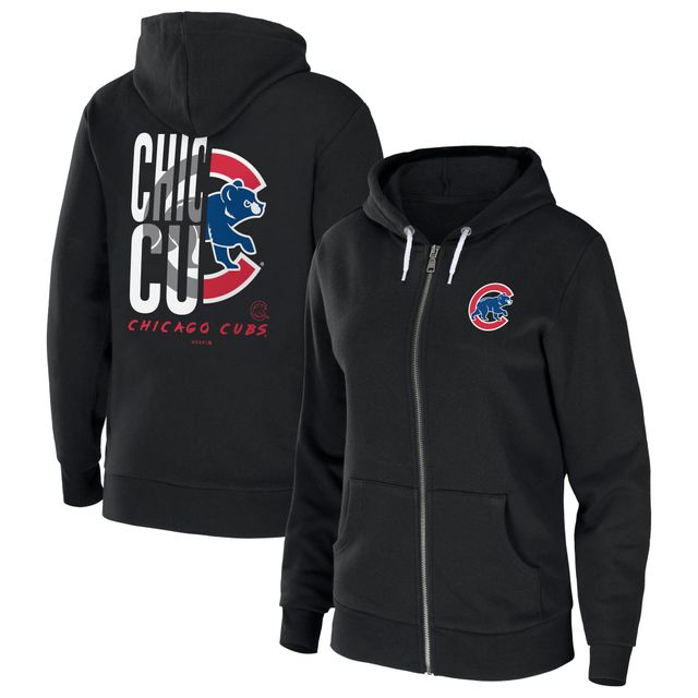 Sweat à capuche zippé en molleton éponge WEAR by Erin Andrews Chicago Cubs pour femme, noir