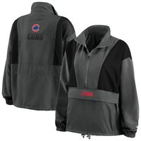 Women's WEAR by Erin Andrews Charcoal Chicago Cubs Packable Half-Zip Jacket