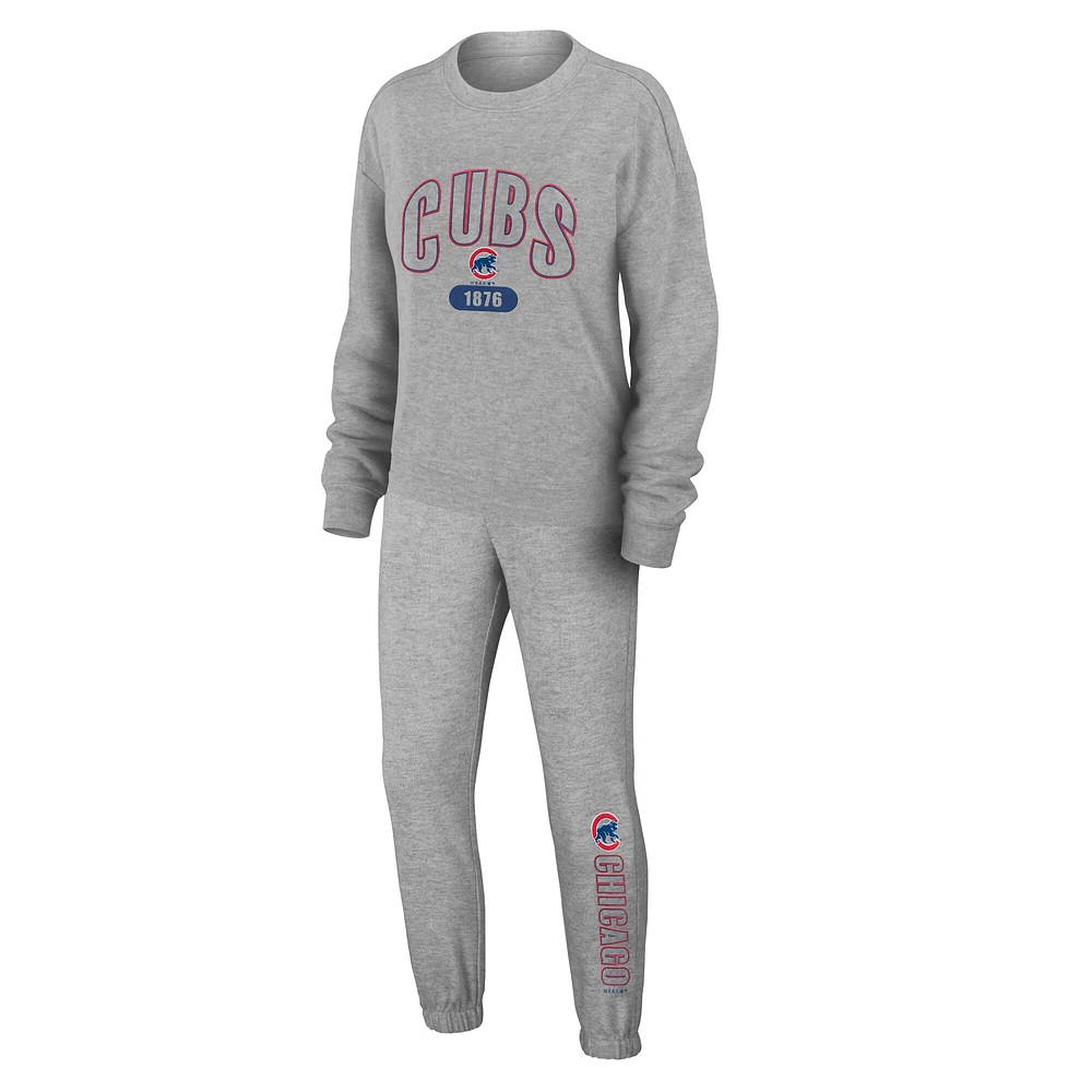 Women's WEAR by Erin Andrews Gray Chicago Cubs  Knitted Lounge Set