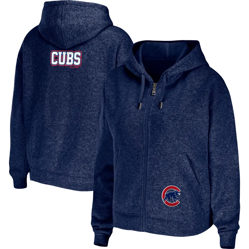 Sweat à capuche zippé pour femme WEAR by Erin Andrews Heather Navy Chicago Cubs