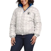 Women's WEAR by Erin Andrews  Royal/White Chicago Cubs Reversible Cropped Full-Zip Puffer Jacket