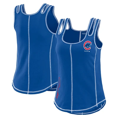 Débardeur à coutures contrastées WEAR by Erin Andrews Royal Chicago Cubs pour femmes