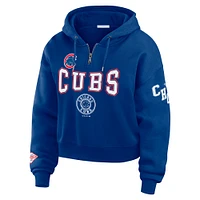 Women's WEAR by Erin Andrews Royal Chicago Cubs  Patch Quarter-Zip Hoodie