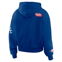 Women's WEAR by Erin Andrews Royal Chicago Cubs  Patch Quarter-Zip Hoodie