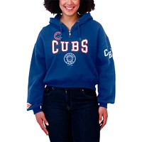 Women's WEAR by Erin Andrews Royal Chicago Cubs  Patch Quarter-Zip Hoodie