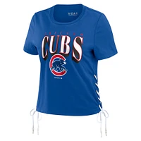 T-shirt court à lacets sur le côté des Royal Chicago Cubs WEAR by Erin Andrews pour femmes