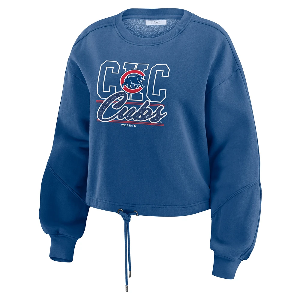 Women's WEAR by Erin Andrews  Royal Chicago Cubs Washed Fleece Sweatshirt & Shorts Lounge Set