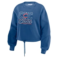 Women's WEAR by Erin Andrews  Royal Chicago Cubs Washed Fleece Sweatshirt & Shorts Lounge Set