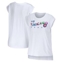 Women's WEAR by Erin Andrews White Chicago Cubs Greetings From T-Shirt