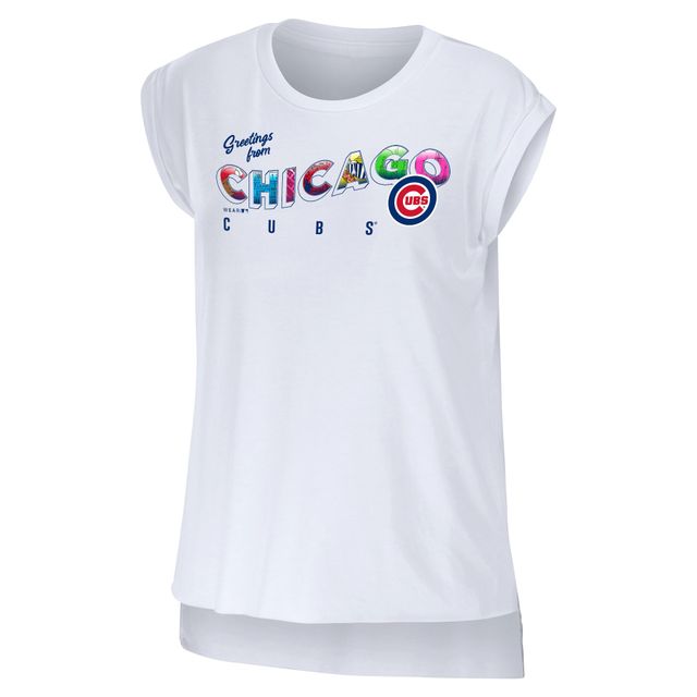 WEAR pour femmes par Erin Andrews White Chicago Cubs Salutations de T-shirt