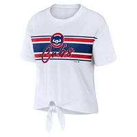 Women's WEAR by Erin Andrews White Chicago Cubs Tie-Front T-Shirt