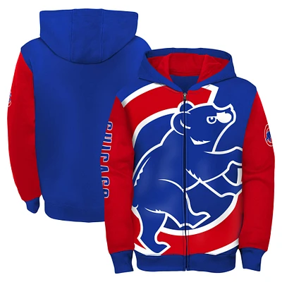 Veste à capuche entièrement zippée pour jeunes Fanatics Royal/Red Chicago Cubs Postcard