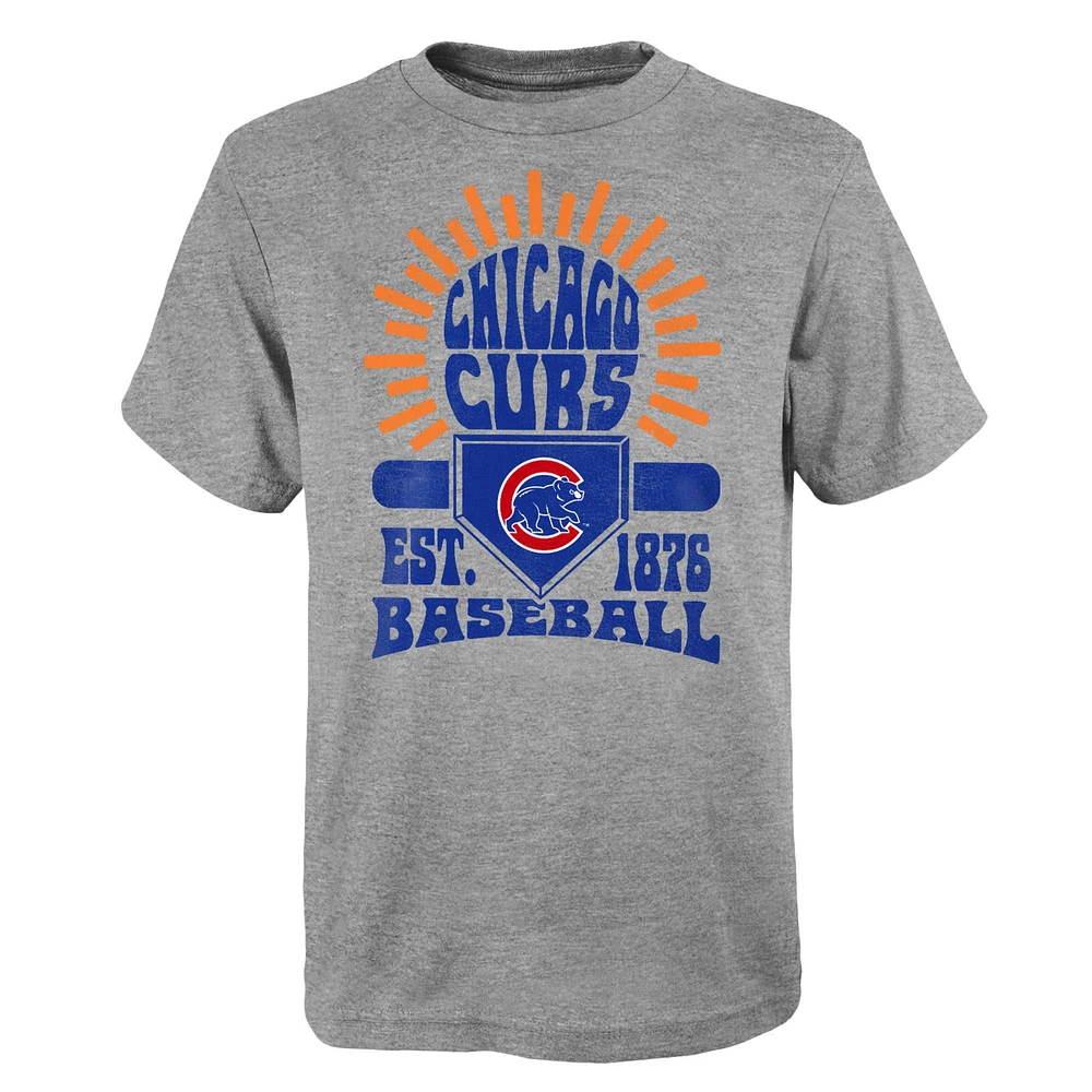 Youth Gray Chicago Cubs Sun Burst T-Shirt