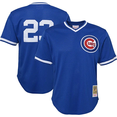 Maillot d'entraînement au bâton en maille pour jeunes Mitchell & Ness Ryne Sandberg Royal Chicago Cubs Cooperstown Collection