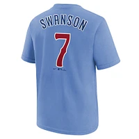 Youth Nike Dansby Swanson Baby Blue Chicago Cubs  Player Name & Number T-Shirt