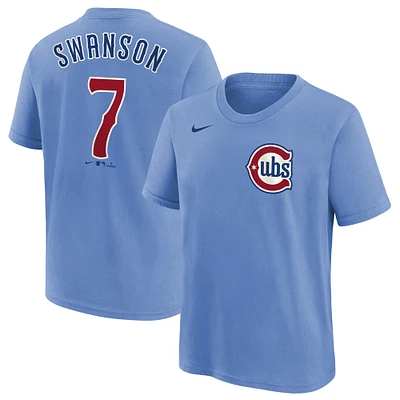 Youth Nike Dansby Swanson Baby Blue Chicago Cubs  Player Name & Number T-Shirt