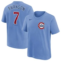 Youth Nike Dansby Swanson Baby Blue Chicago Cubs  Player Name & Number T-Shirt