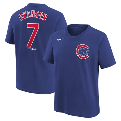 T-shirt Nike Dansby Swanson Royal Chicago Cubs pour jeunes avec nom et numéro du joueur à domicile