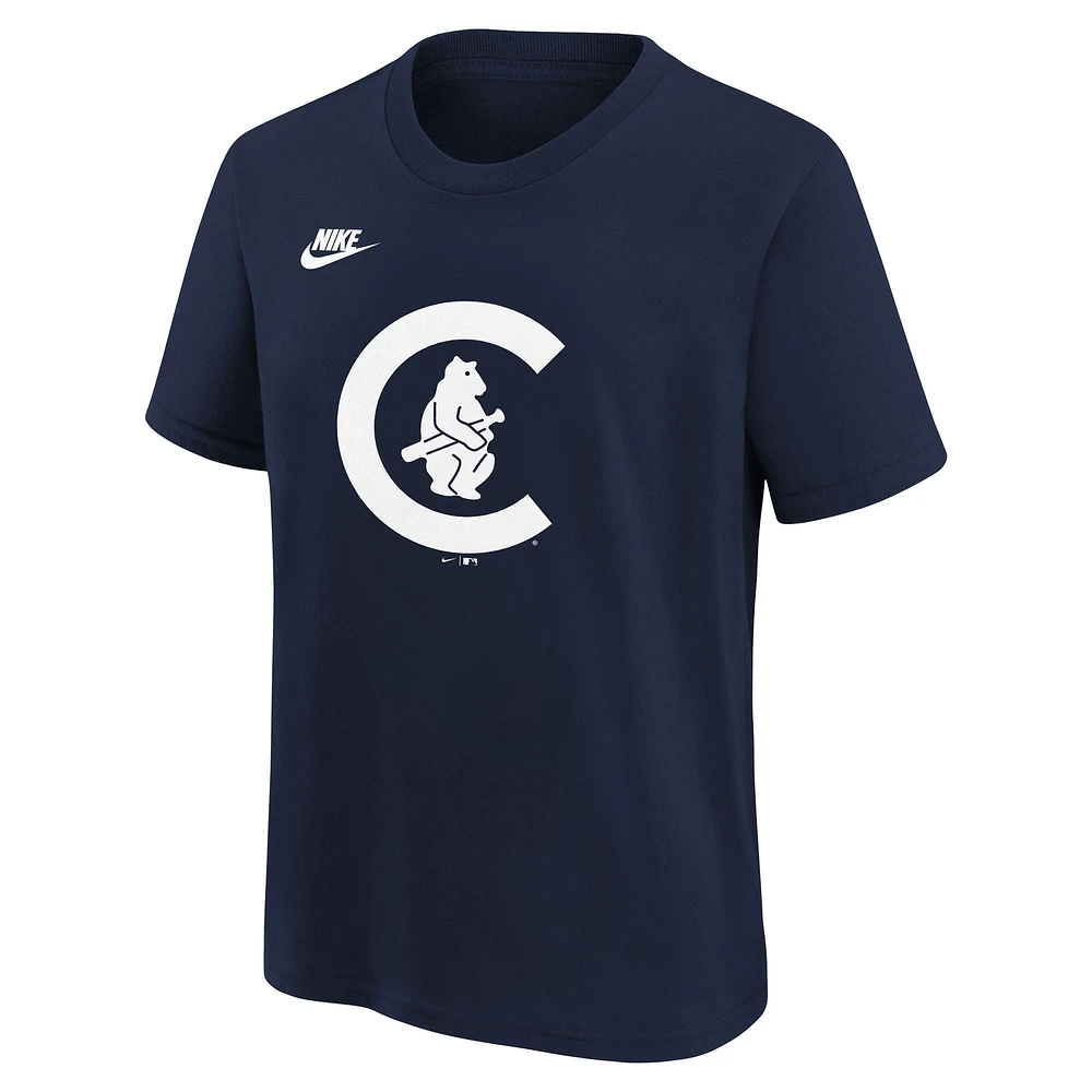 Youth Nike Navy Chicago Cubs Cooperstown Collection Team Logo T-Shirt