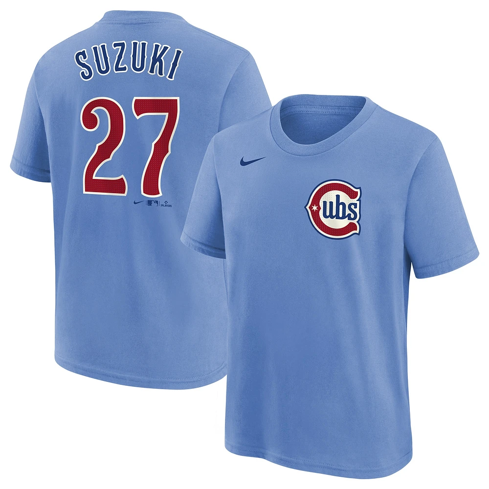 Youth Nike Seiya Suzuki Baby Blue Chicago Cubs  Player Name & Number T-Shirt