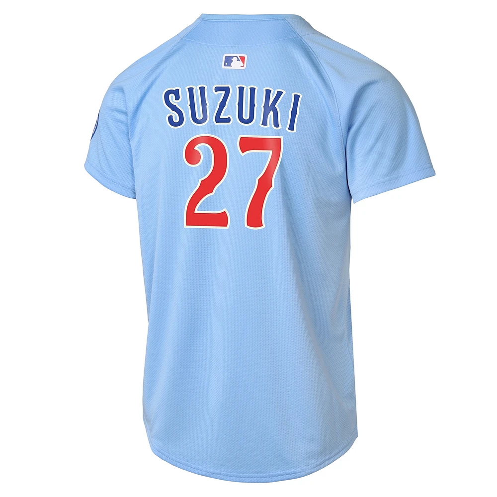 Maillot de joueur alternatif Nike Seiya Suzuki bleu clair Chicago Cubs 2e édition limitée