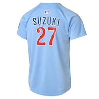 Maillot de joueur alternatif Nike Seiya Suzuki bleu clair Chicago Cubs 2e édition limitée