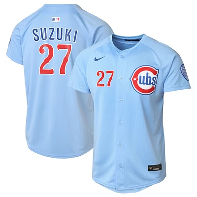 Maillot de joueur alternatif Nike Seiya Suzuki bleu clair Chicago Cubs 2e édition limitée