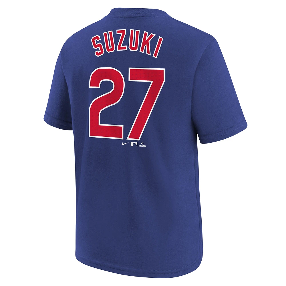 T-shirt Nike Seiya Suzuki Royal Chicago Cubs 2025 MLB World Tour : Tokyo Series avec nom et numéro pour jeune