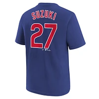 T-shirt Nike Seiya Suzuki Royal Chicago Cubs 2025 MLB World Tour : Tokyo Series avec nom et numéro pour jeune