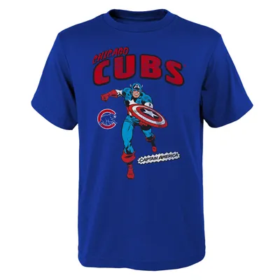 Chicago Cubs Youth Team Captain America Marvel T-Shirt - Royal