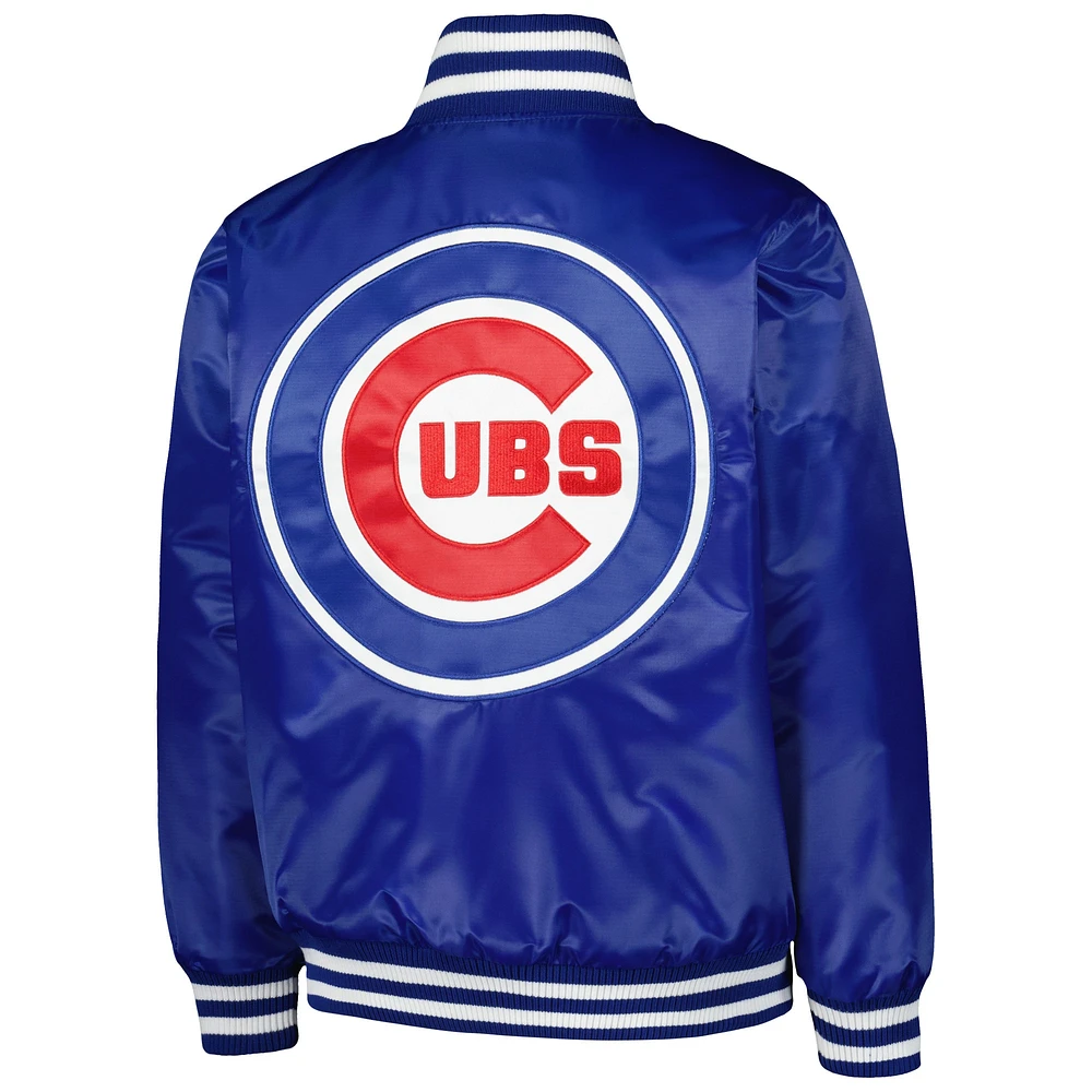 Veste à bouton-pression en satin pour garçons d'été Starter Royal Chicago Cubs jeunes