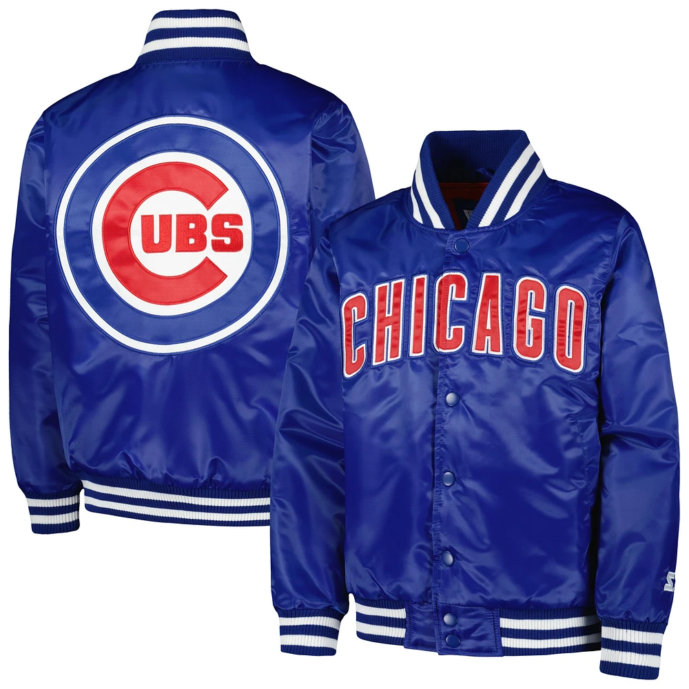 Youth Starter Royal Chicago Cubs Boys of Summer Satin Full-Snap Jacket