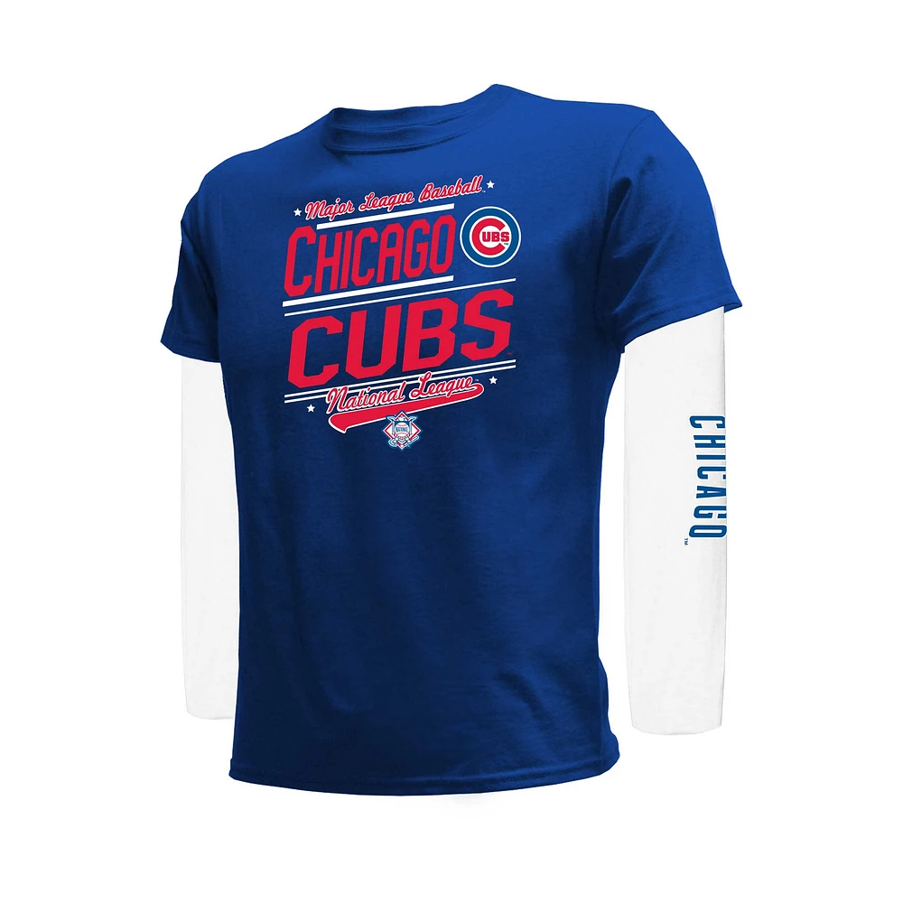 Ensemble de t-shirts pour jeunes Chicago Cubs bleu royal/blanc Stitches