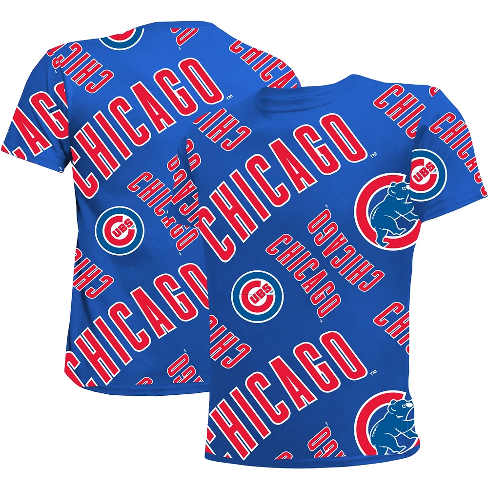 Youth Stitches Royal Chicago Cubs Allover Team T-Shirt