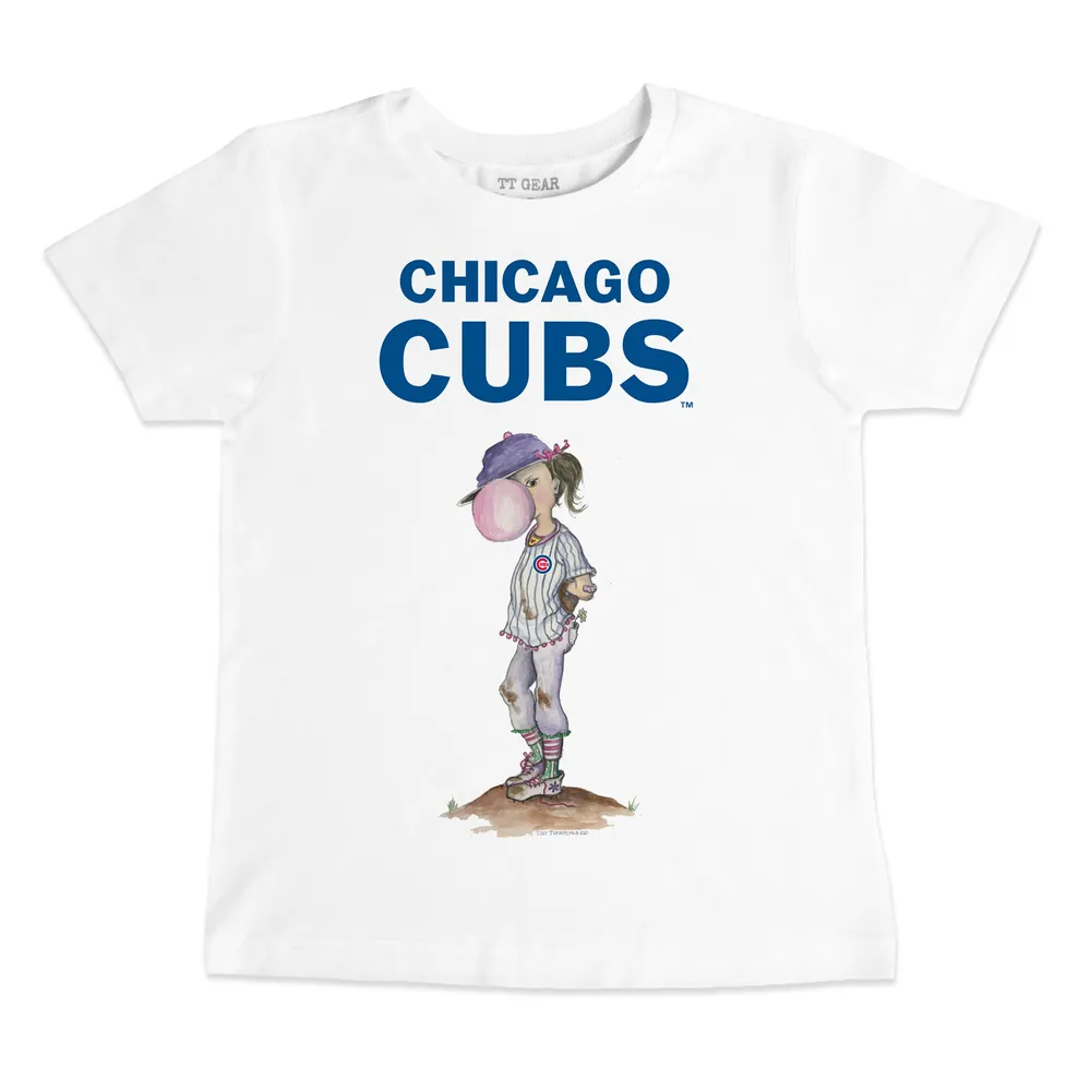 Chicago Cubs Tiny Turnip Women's Bubbles T-Shirt - White