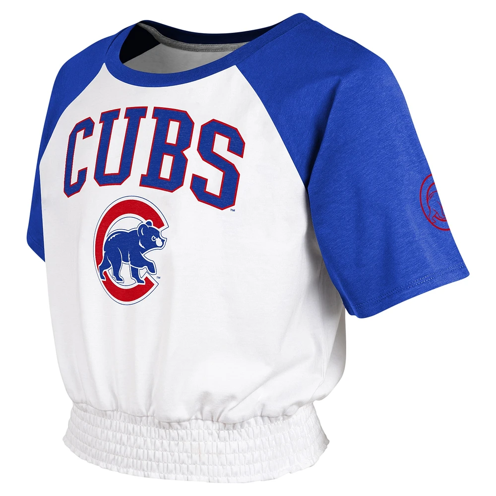 Youth White Chicago Cubs On Base Fashion Raglan T-Shirt