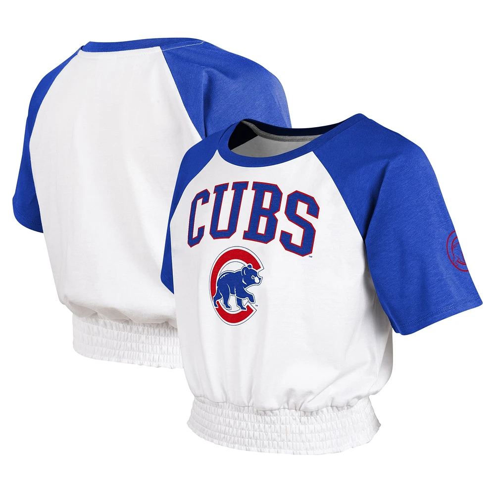 Youth White Chicago Cubs On Base Fashion Raglan T-Shirt