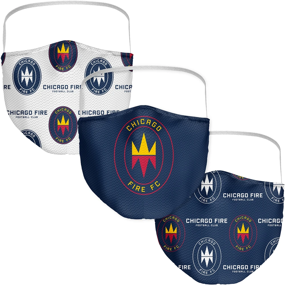 Adulte Fanatics Chicago Fire All Over Logo Couvre-visage 3-Pack