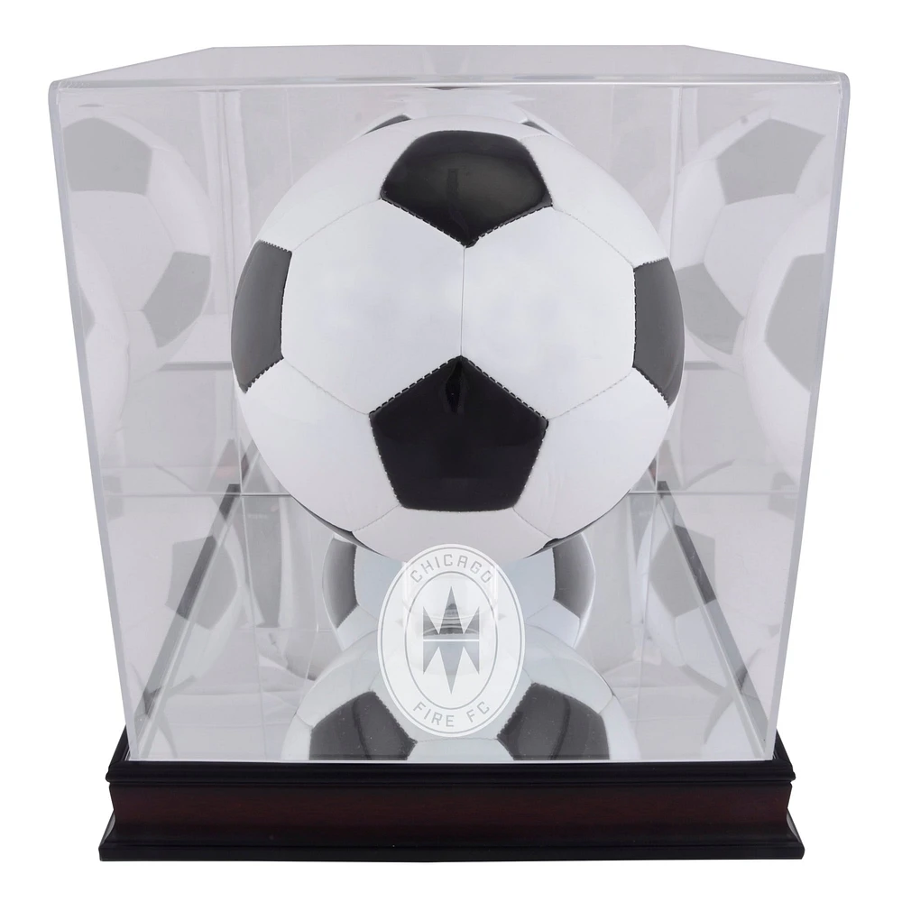 Chicago Fire Mahogany Team Logo Soccer Ball Display Case