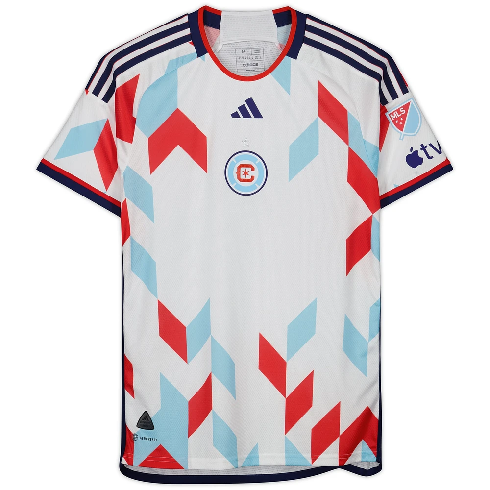 Fabian Herbers Chicago Fire Autographed Fanatics Authentic Match-Used #21 White Jersey from the 2023 MLS Season